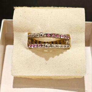 Adjustable Wrap Ring with pink rhinestones